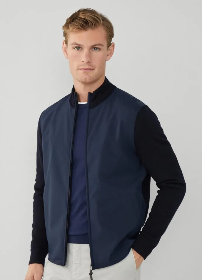 Men Knitwear Hackett London Bomber Jacket Navy