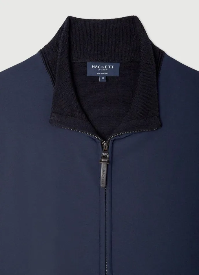 Men Knitwear Hackett London Bomber Jacket Navy