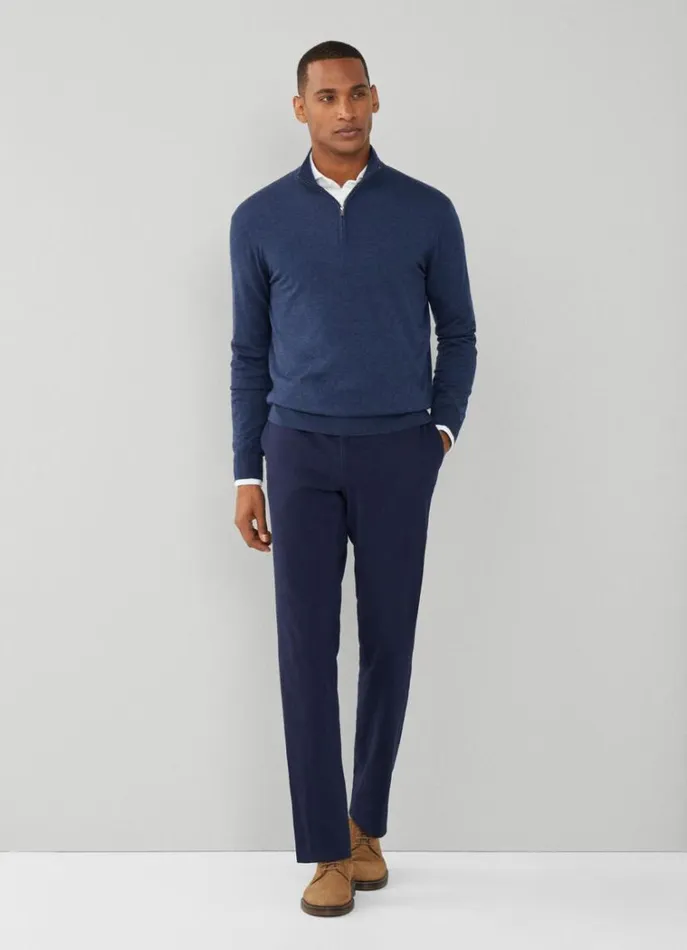 Men Knitwear Hackett London High Neck HalfZip Jumper Navy