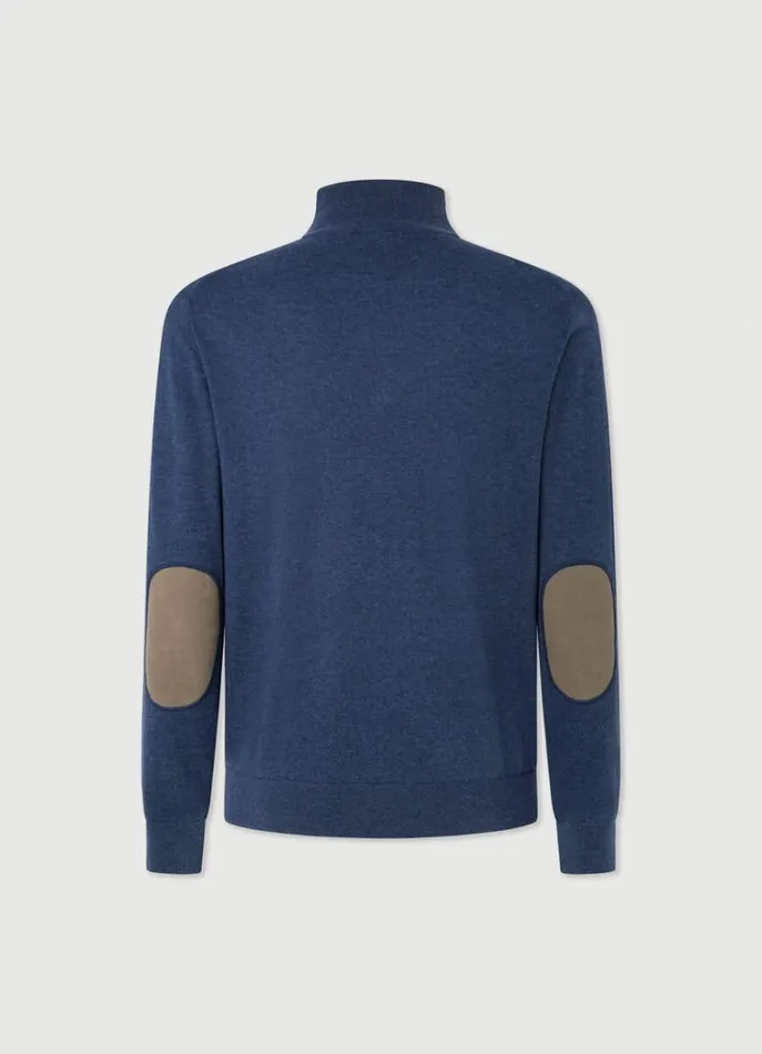 Men Knitwear Hackett London High Neck HalfZip Jumper Navy
