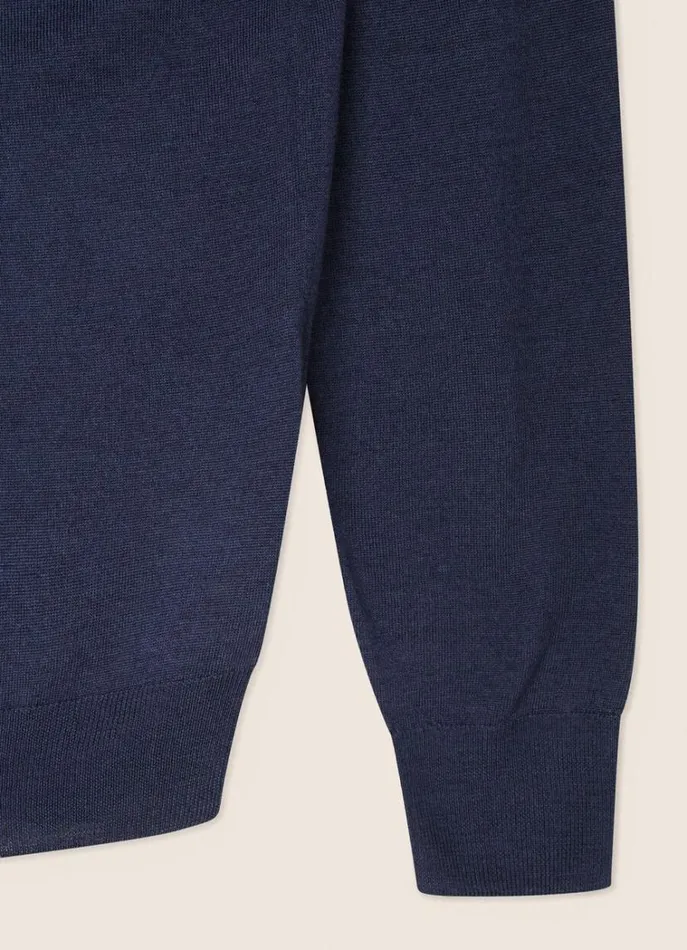 Men Knitwear Hackett London Merino Wool Crew Neck Jumper Navy