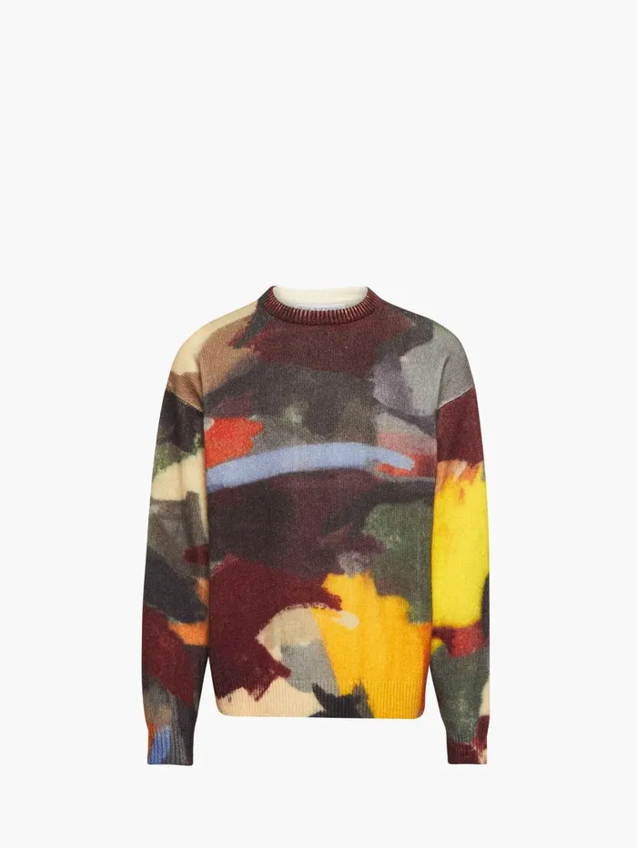 Men Knitwear JW Anderson 039ABSTRACT039 PRINTED SWEATER Olive