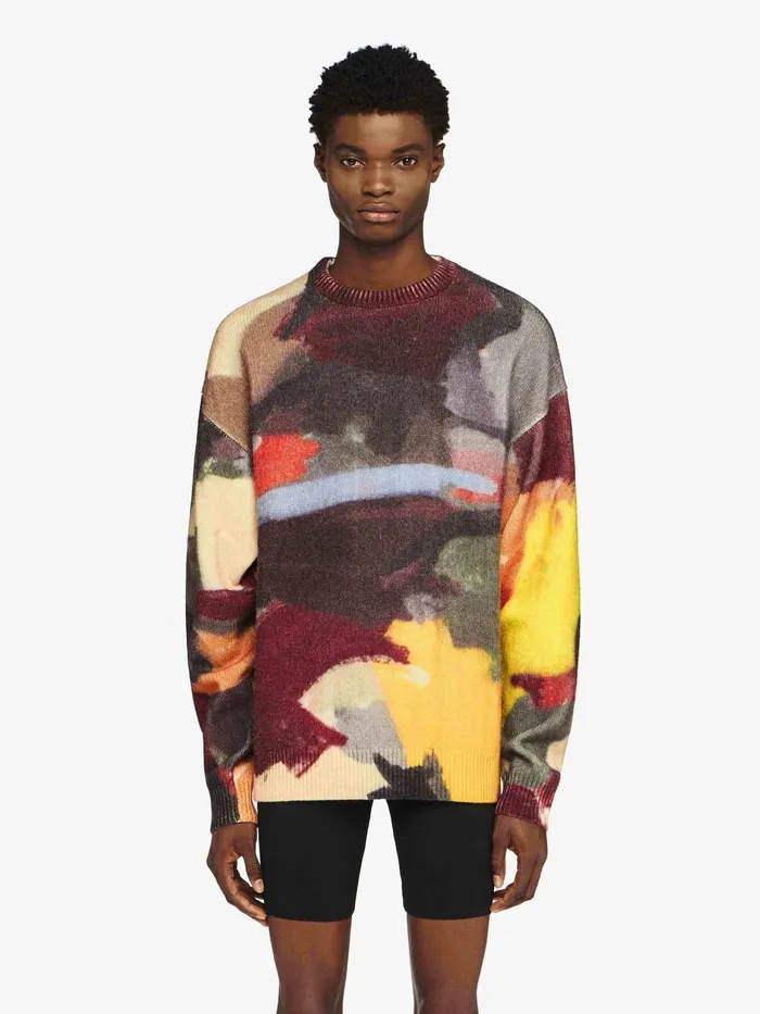 Men Knitwear JW Anderson 039ABSTRACT039 PRINTED SWEATER Olive Men Knitwear JW Anderson 039ABSTRACT039 PRINTED SWEATER Olive