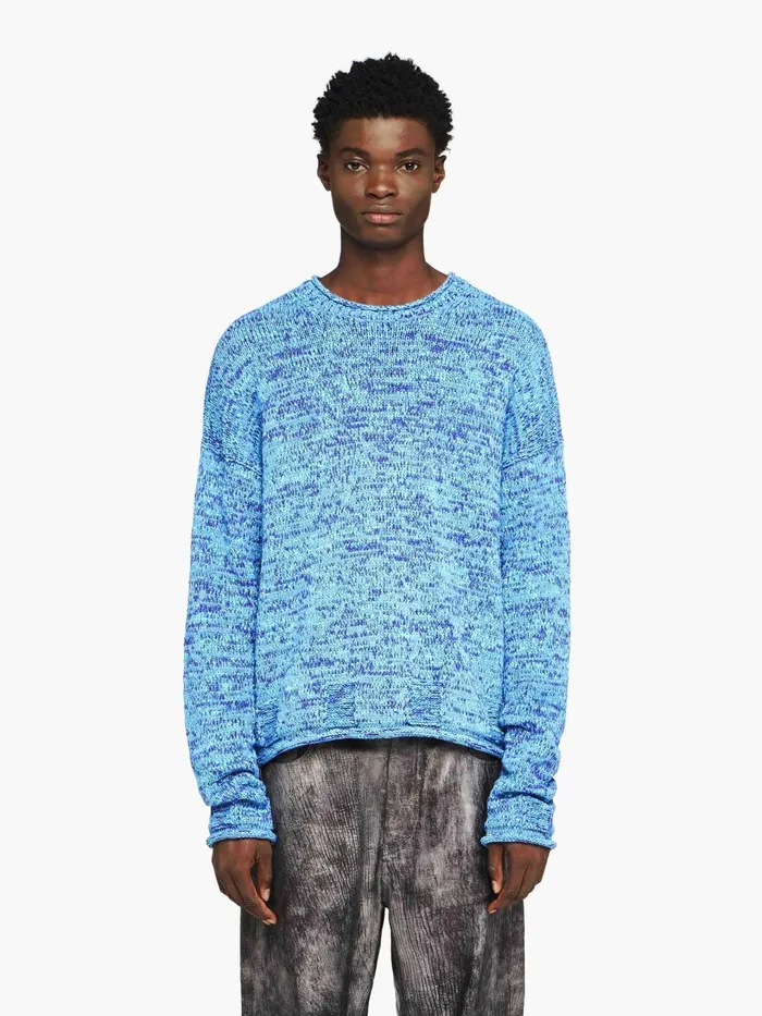Men Knitwear JW Anderson SPACE DYE CREWNECK SWEATER Aqua Men Knitwear JW Anderson SPACE DYE CREWNECK SWEATER Aqua