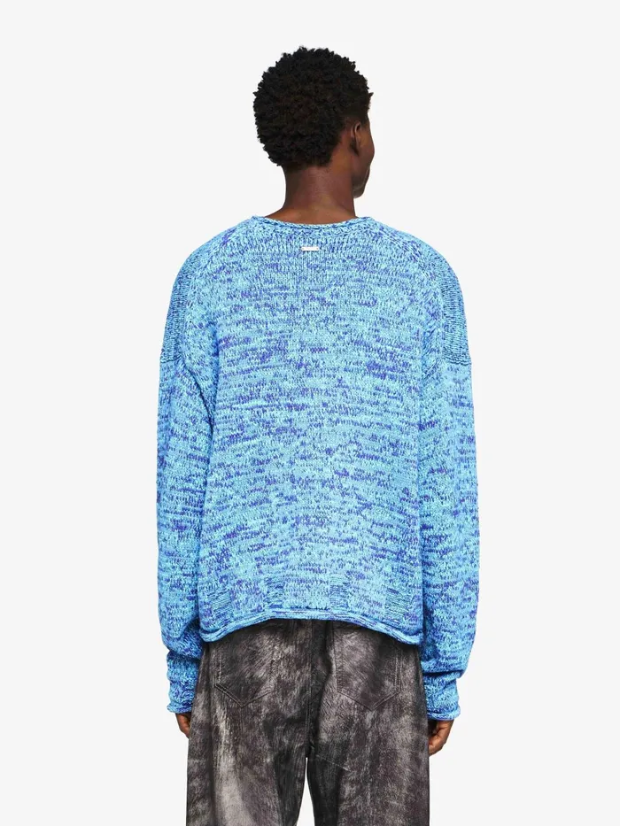 Men Knitwear JW Anderson SPACE DYE CREWNECK SWEATER Aqua Men Knitwear JW Anderson SPACE DYE CREWNECK SWEATER Aqua