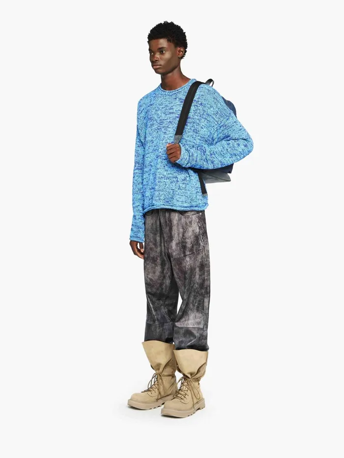 Men Knitwear JW Anderson SPACE DYE CREWNECK SWEATER Aqua Men Knitwear JW Anderson SPACE DYE CREWNECK SWEATER Aqua