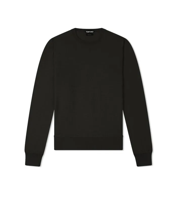 Men Knitwear Tom Ford Fine Gauge Cashmere Silk Crew Neck Black