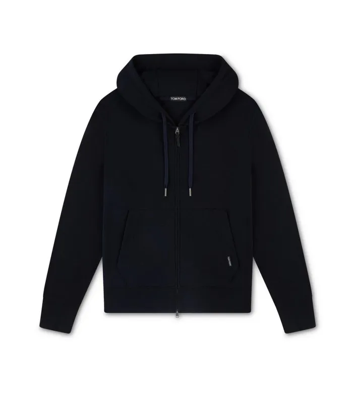Men Knitwear Tom Ford Interlock Cashmere Hoodie Navy