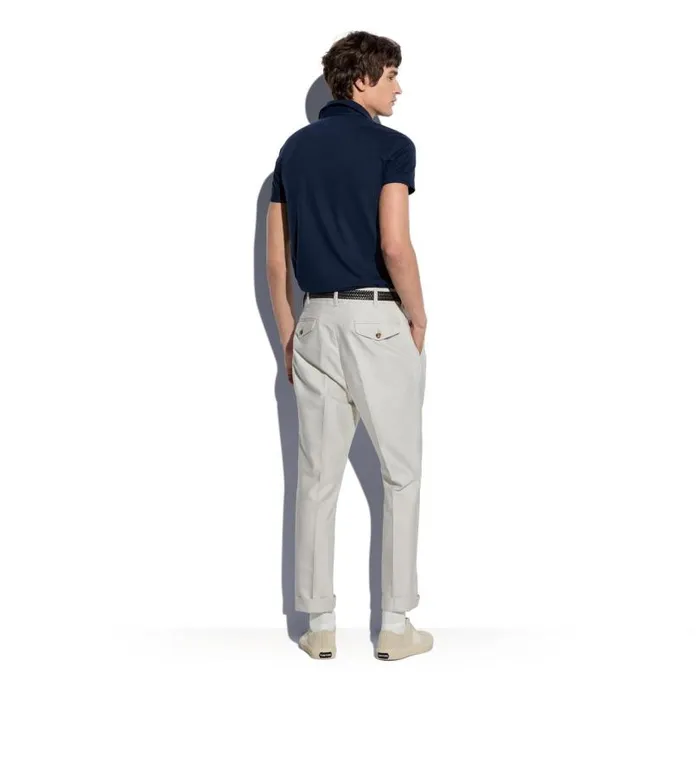 Men Knitwear Tom Ford Silk Blend Piquet Polo Navy Men Knitwear Tom Ford Silk Blend Piquet Polo Navy