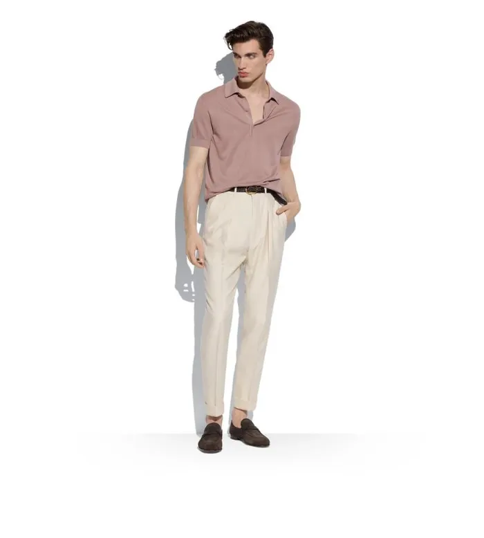Men Knitwear Tom Ford Silk Cotton Piquet Polo