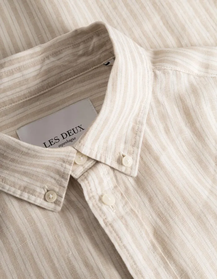 Men Kristian Linen BD Shirt 8211 Light Desert SandLight Ivory Les Deux ShirtsOvershirts