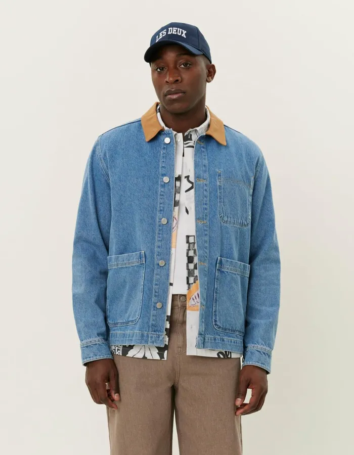 Men Layton Washed Denim Overshirt 20 8211 Light Denim Blue Les Deux ShirtsOvershirts