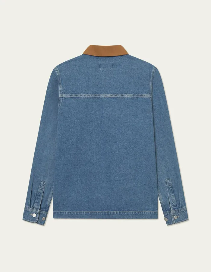 Men Layton Washed Denim Overshirt 20 8211 Light Denim Blue Les Deux ShirtsOvershirts