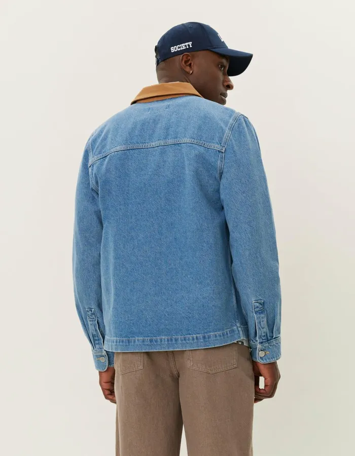 Men Layton Washed Denim Overshirt 20 8211 Light Denim Blue Les Deux ShirtsOvershirts
