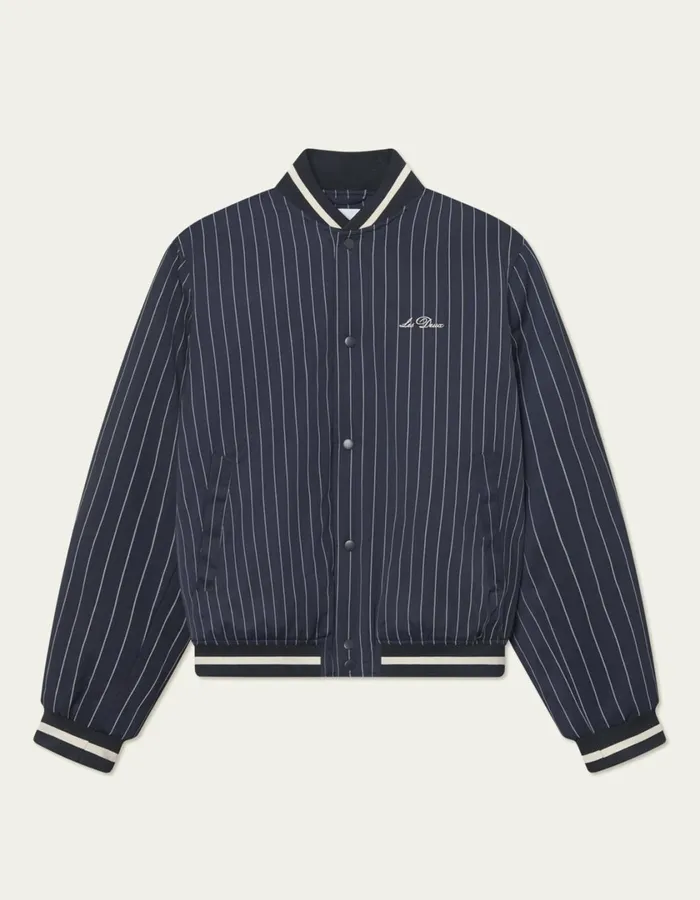 Men Les Deux Tech Varsity Jacket 8211 Dark NavyIvory Les Deux JacketsCoats