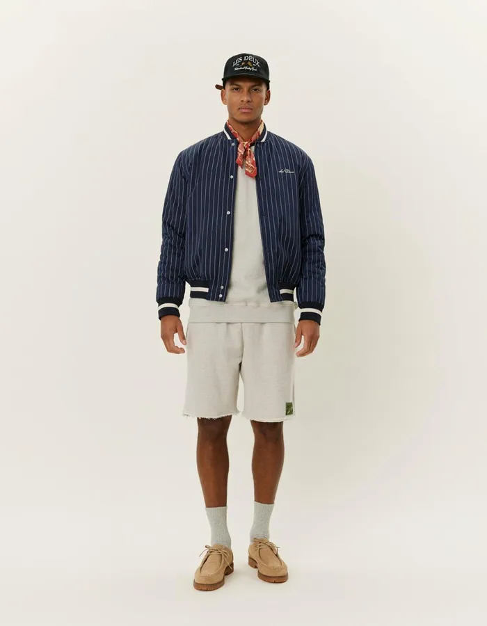 Men Les Deux Tech Varsity Jacket 8211 Dark NavyIvory Les Deux JacketsCoats