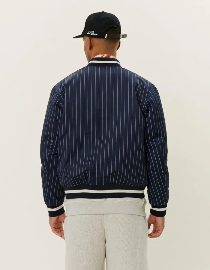 Men Les Deux Tech Varsity Jacket 8211 Dark NavyIvory Les Deux JacketsCoats