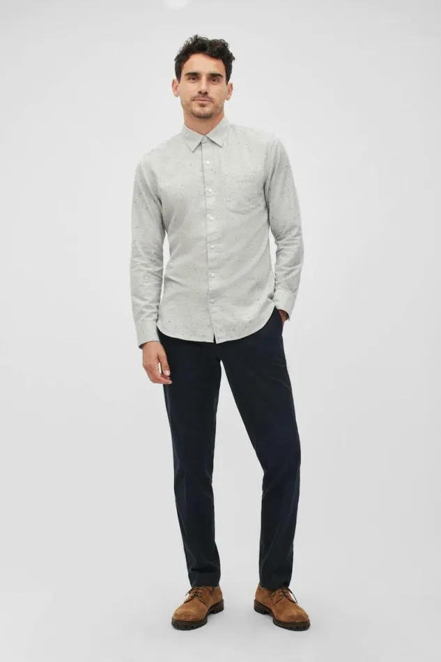 Men Lightweight Flannel Shirt Grey Donegal Bonobos Overshirts