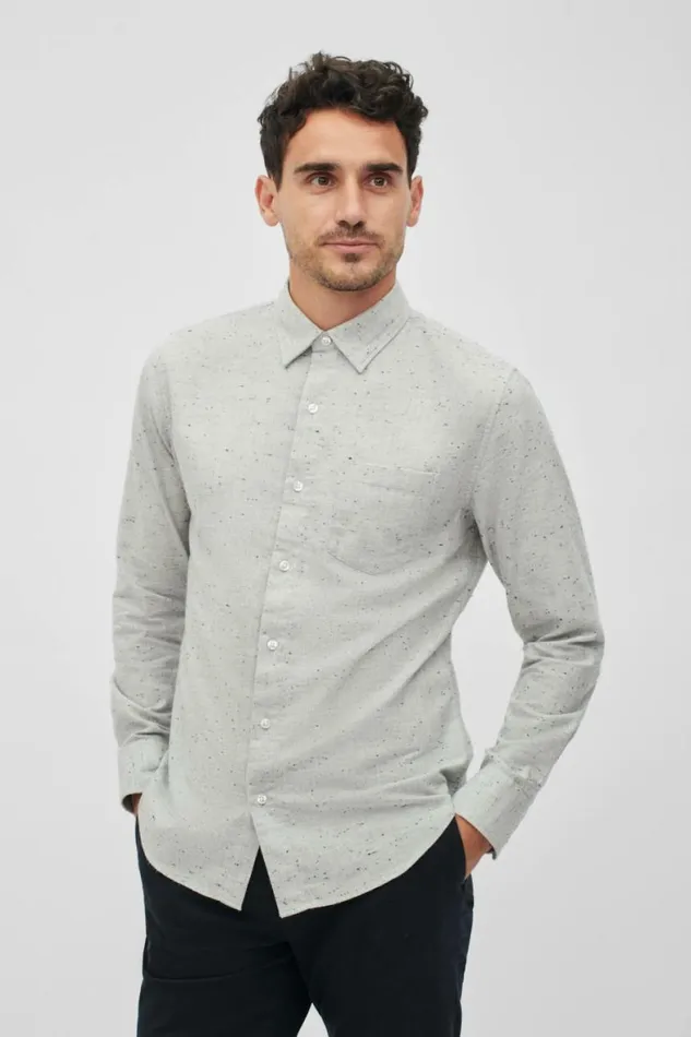 Men Lightweight Flannel Shirt Grey Donegal Bonobos Overshirts