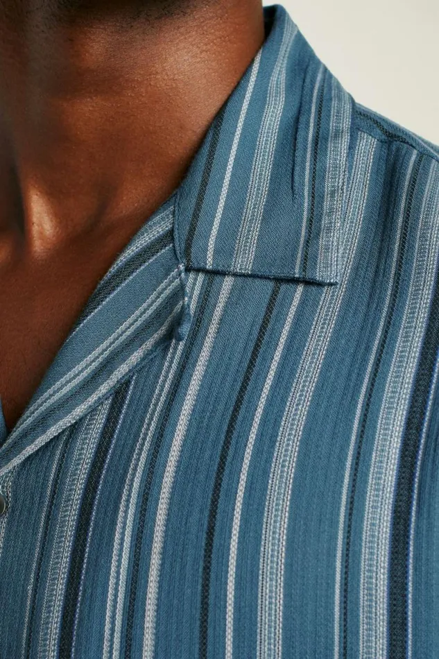 Men Limited Edition Riviera Cabana Shirt Blue Orion Stripe Bonobos Short Sleeve Shirts