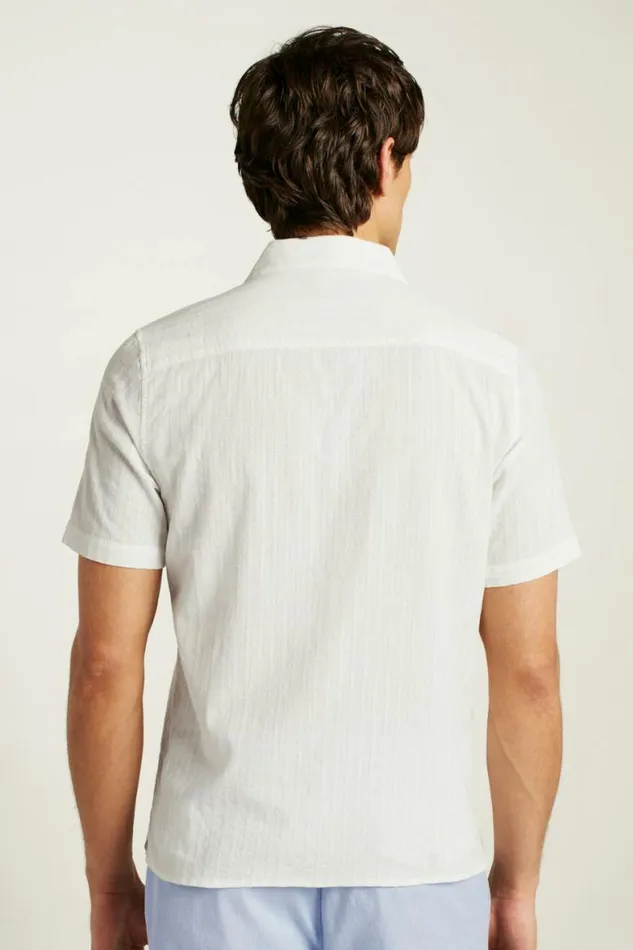 Men Limited Edition Riviera Cabana Shirt White Texture Stripe Bonobos Short Sleeve Shirts