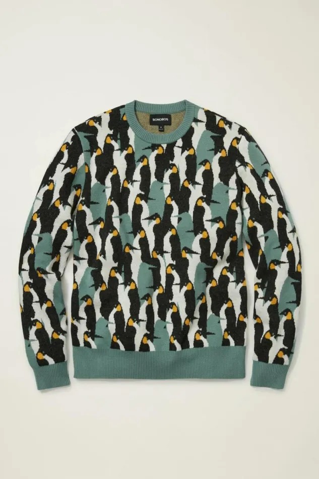 Men Limited Edition Sweater Penguin Party Bonobos Crew and VNeck Sweaters