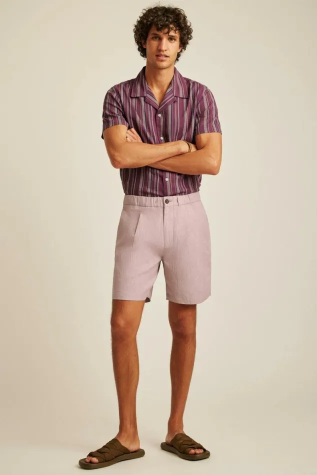 Men Linen Blend Boardwalk Short Dusty Orchid Bonobos Casual Shorts