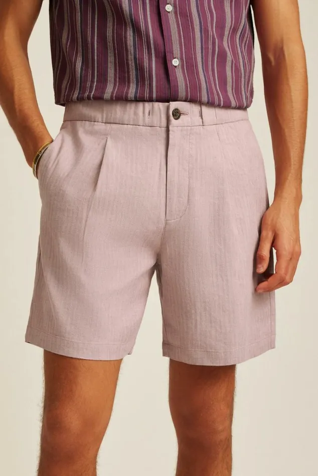 Men Linen Blend Boardwalk Short Dusty Orchid Bonobos Casual Shorts