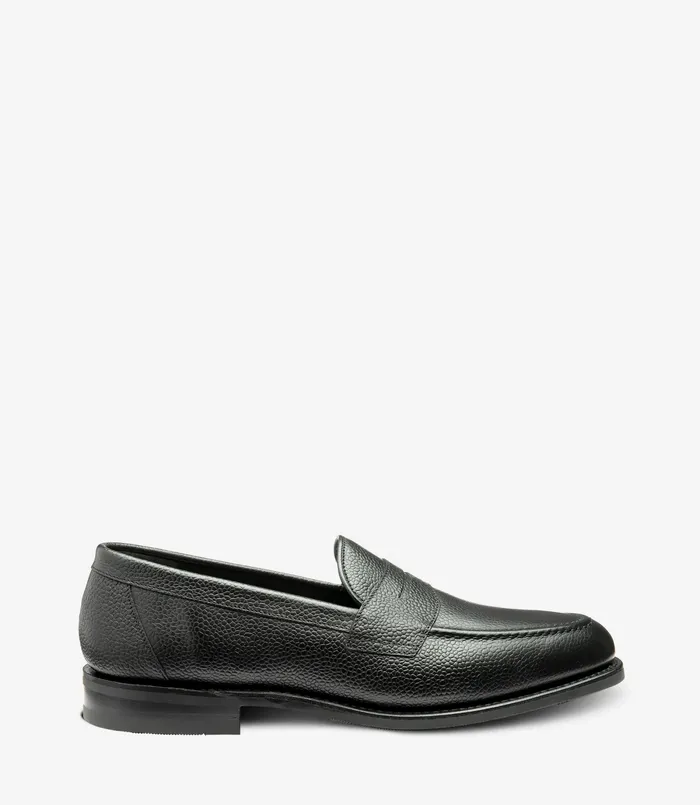 Men Loake Imperial Black Grain Loafers