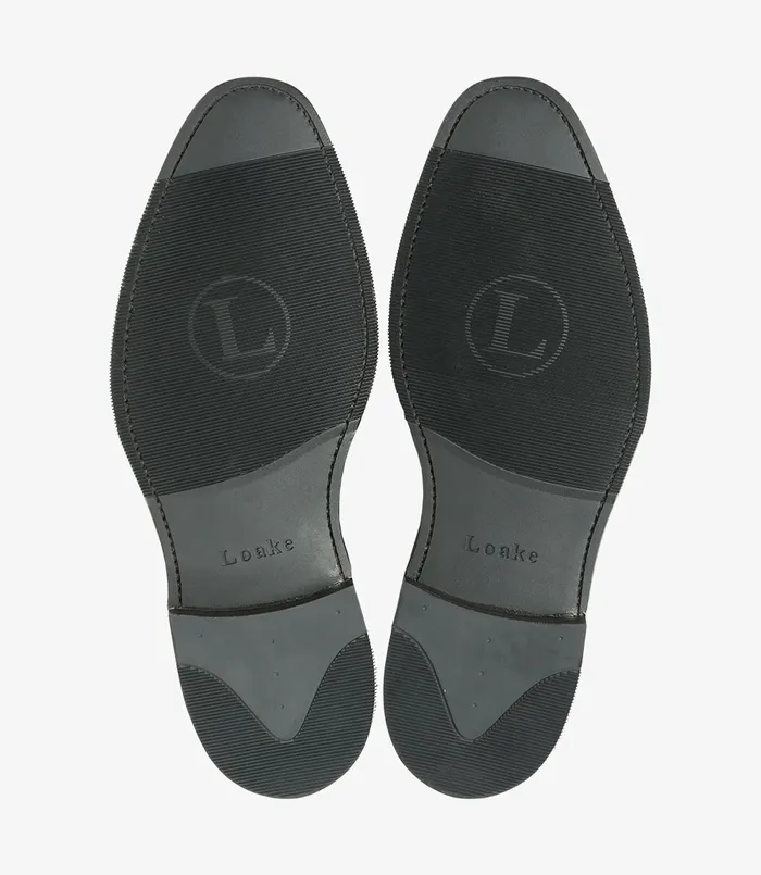 Men Loake Imperial Black Grain Loafers