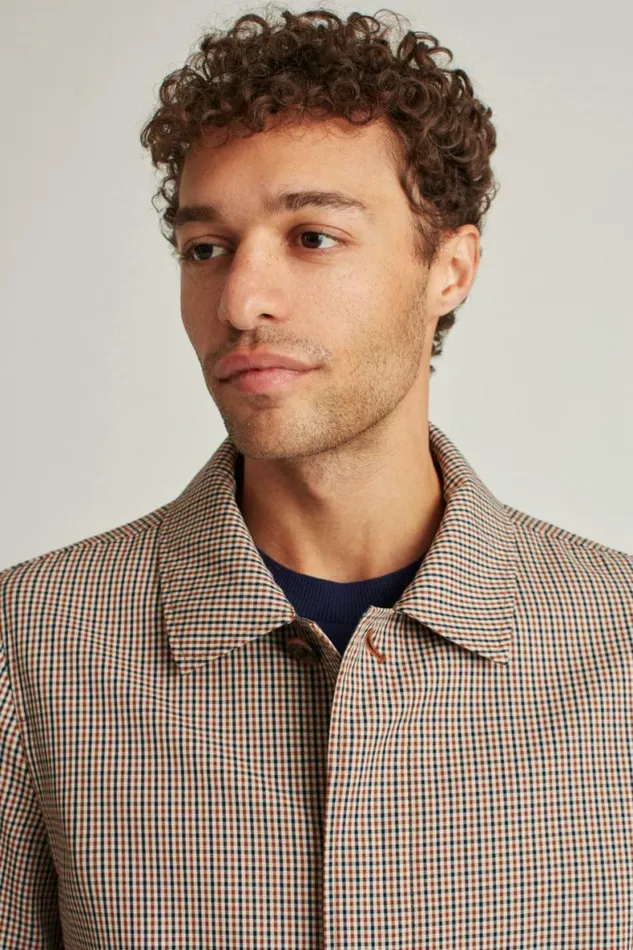 Men Mac Jacket Khaki Gingham Bonobos Jackets and Coats