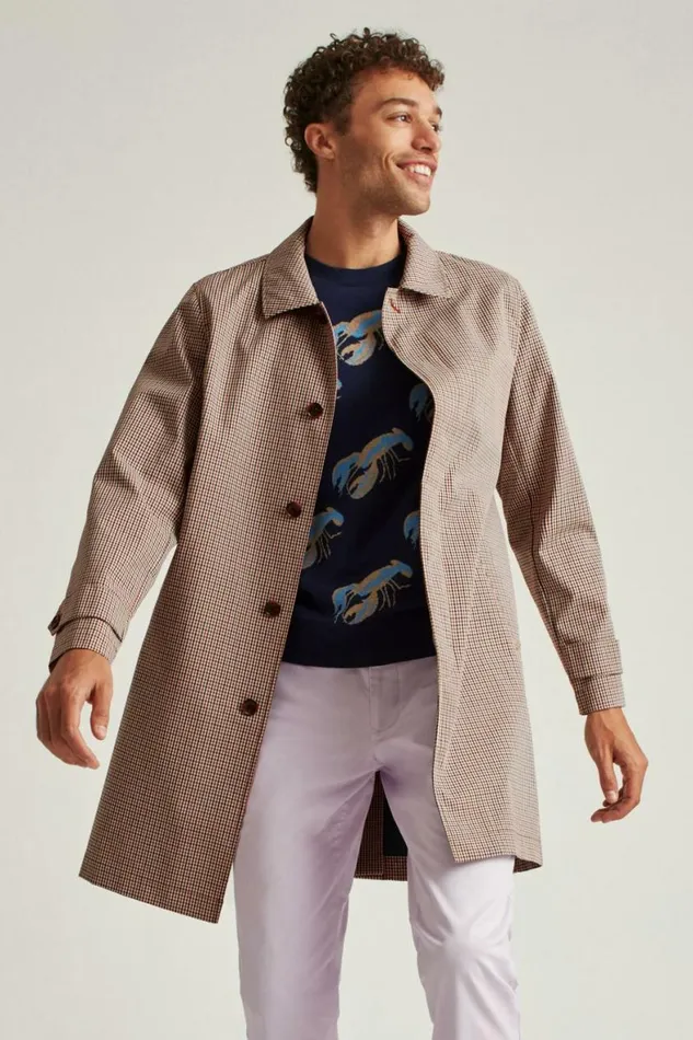 Men Mac Jacket Khaki Gingham Bonobos Jackets and Coats