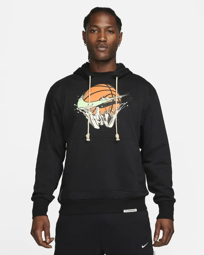 Men Nike Hoodies And Sweatshirts DriFIT Standard Issue Blacklime Blast