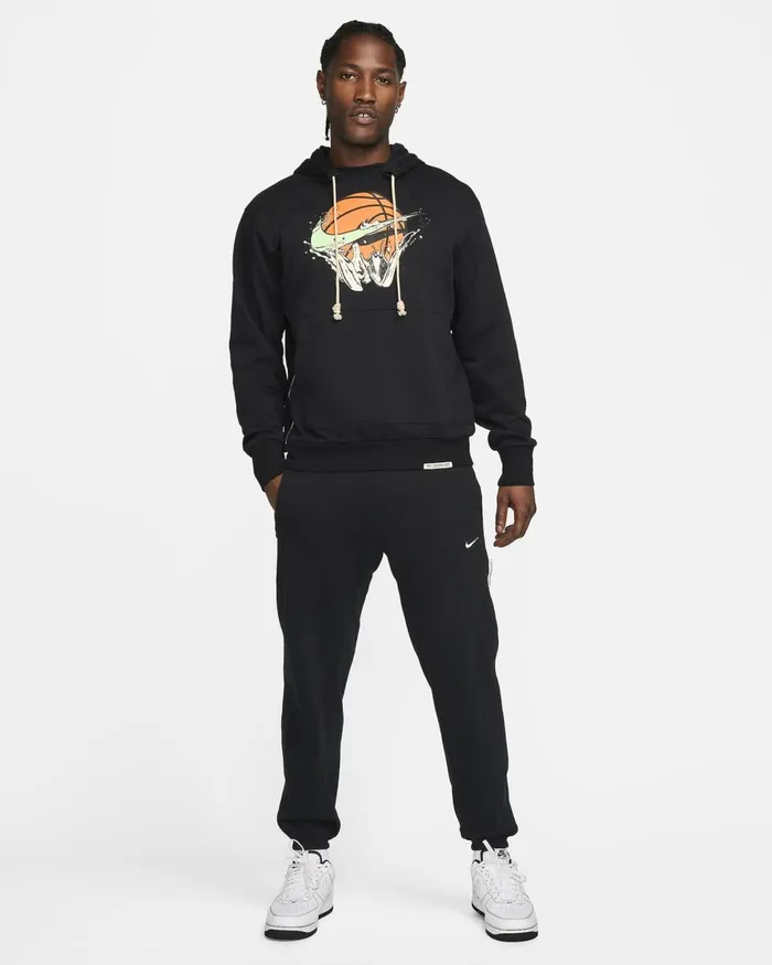 Men Nike Hoodies And Sweatshirts DriFIT Standard Issue Blacklime Blast