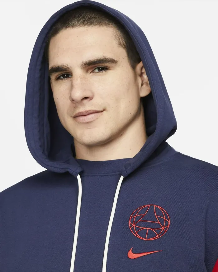 Men Nike Hoodies And Sweatshirts Paris SaintGermain Standard Issue Midnight Navyuniversity Reduniversity Red