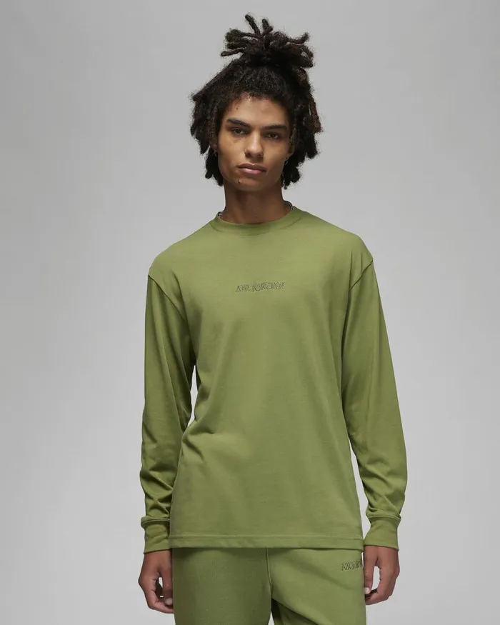 Men Nike Tops And TShirts Jordan Wordmark Sky J Light Olive