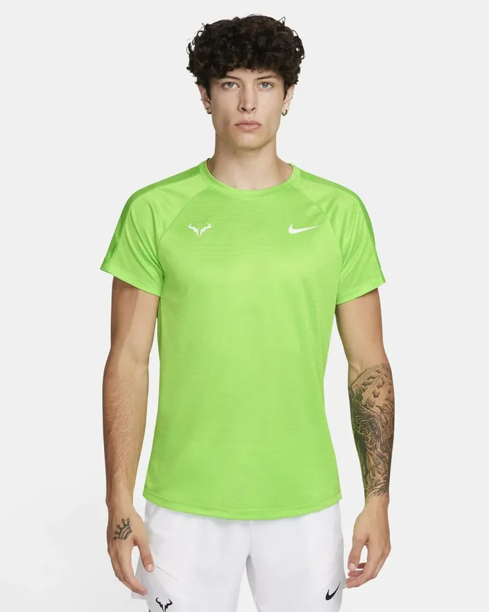 Men Nike Tops And TShirts Rafa Challenger Action Greenlight Lemon Twistwhite