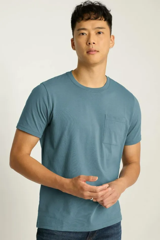 Men Organic Cotton Pocket Tee Ocean Blue Bonobos Short Sleeve Tees