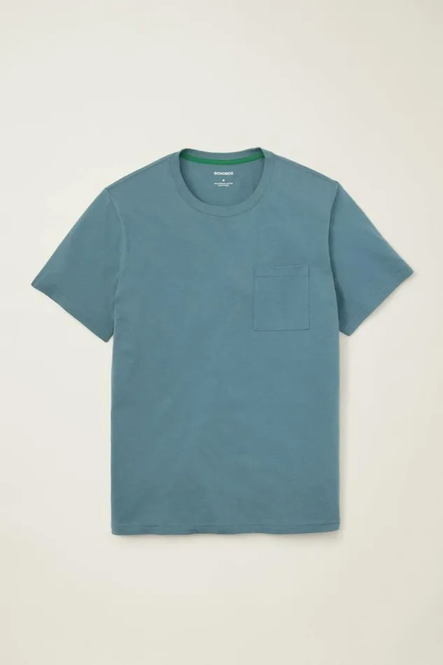 Men Organic Cotton Pocket Tee Ocean Blue Bonobos Short Sleeve Tees