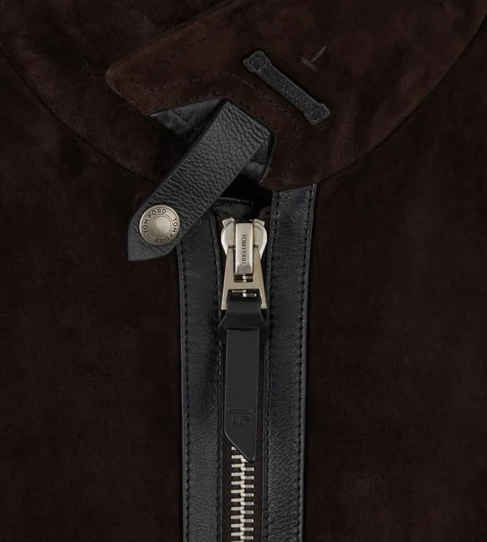 Men Outerwear Tom Ford Buttery Suede Contrast Blouson Ebony Men Outerwear Tom Ford Buttery Suede Contrast Blouson Ebony