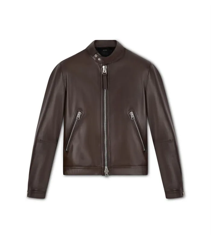 Men Outerwear Tom Ford Nappa Plonge Caf Racer Dark Brown