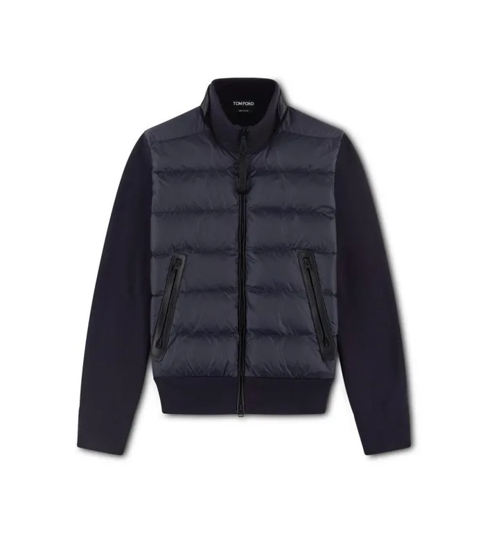 Men Outerwear Tom Ford Nylon Down Front Merino Blouson Navy
