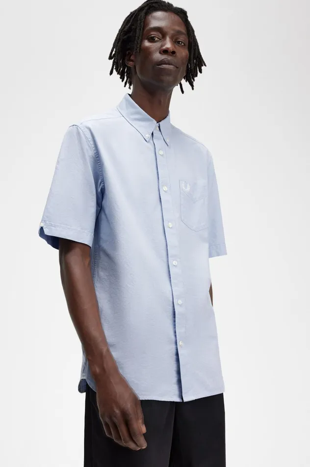 Men Oxford Shirt Light Smoke Fred Perry Shirts