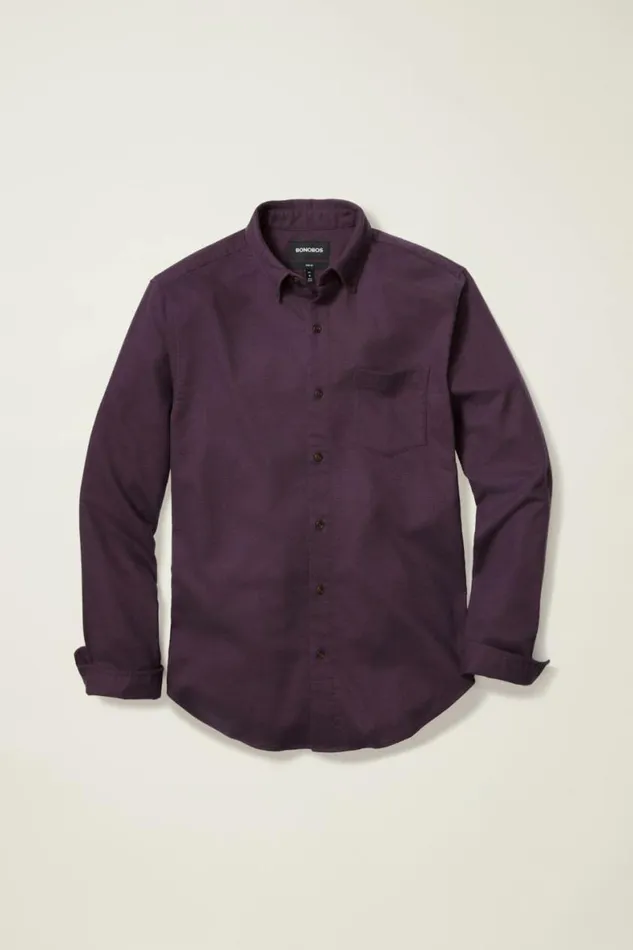 Men Performance Flannel Shirt Berry Houndstooth Bonobos Overshirts