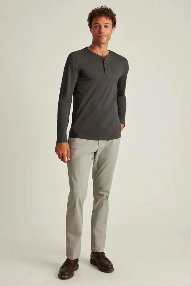 Men Pima Performance Long Sleeve Henley Grey Bonobos Henleys