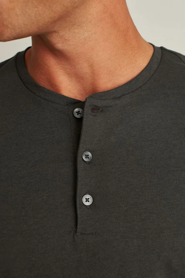 Men Pima Performance Long Sleeve Henley Grey Bonobos Henleys