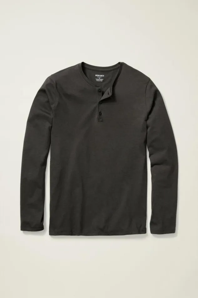 Men Pima Performance Long Sleeve Henley Grey Bonobos Henleys