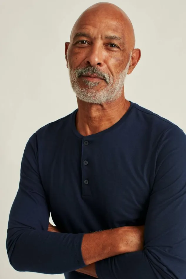 Men Pima Performance Long Sleeve Henley Navy Bonobos Henleys