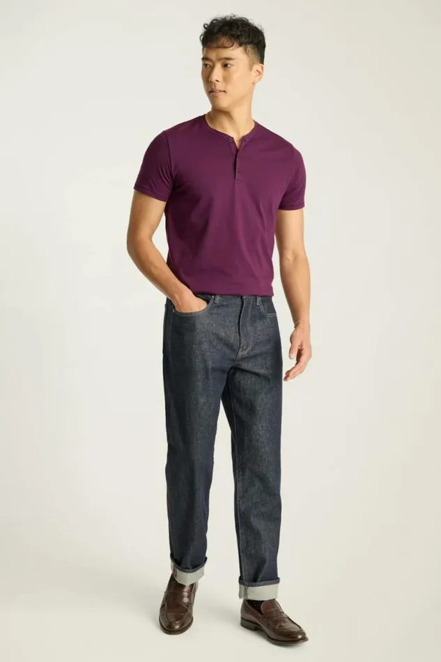 Men Pima Performance Short Sleeve Henley Port Wine Bonobos Henleys
