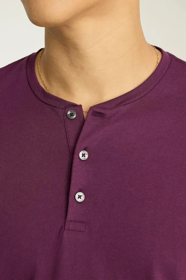 Men Pima Performance Short Sleeve Henley Port Wine Bonobos Henleys
